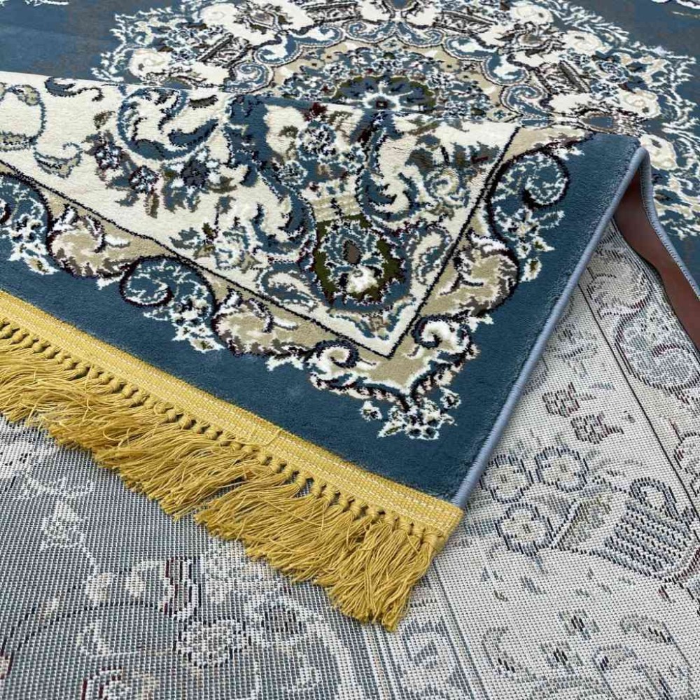 سجاد تركي تبريز كلاسيك سميك ناعم 2767B سماوي عنابي مقاس 500*700