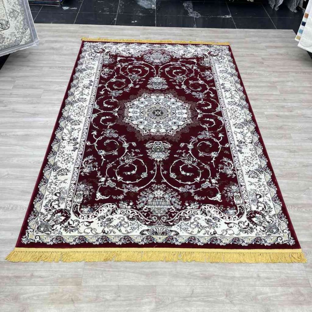 سجاد تركي تبريز كلاسيك سميك ناعم 2767B احمر عنابي مقاس 100*300