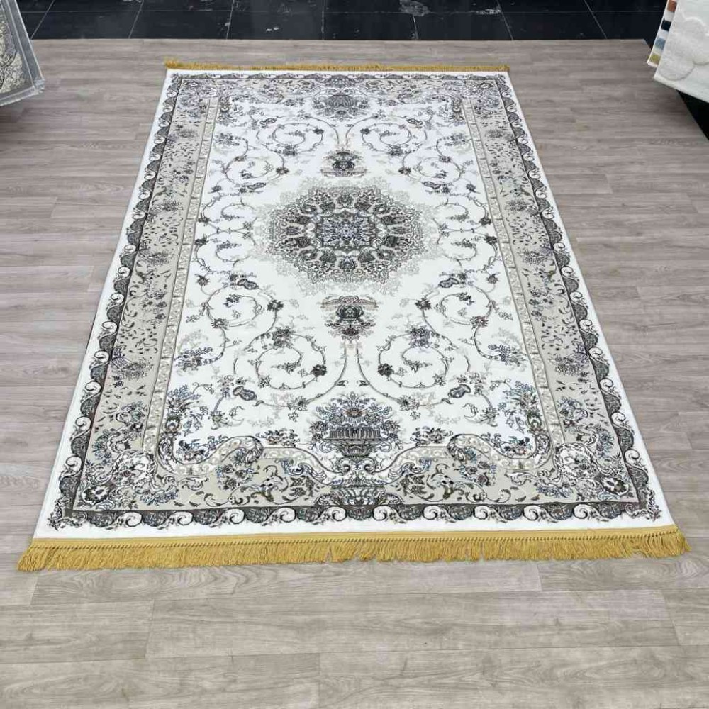 سجاد تركي تبريز كلاسيك سميك ناعم 2767B ابيض مقاس 500*800