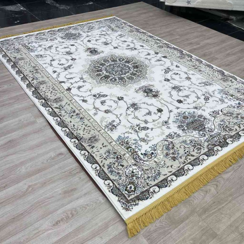 سجاد تركي تبريز كلاسيك سميك ناعم 2767B ابيض مقاس 250*350