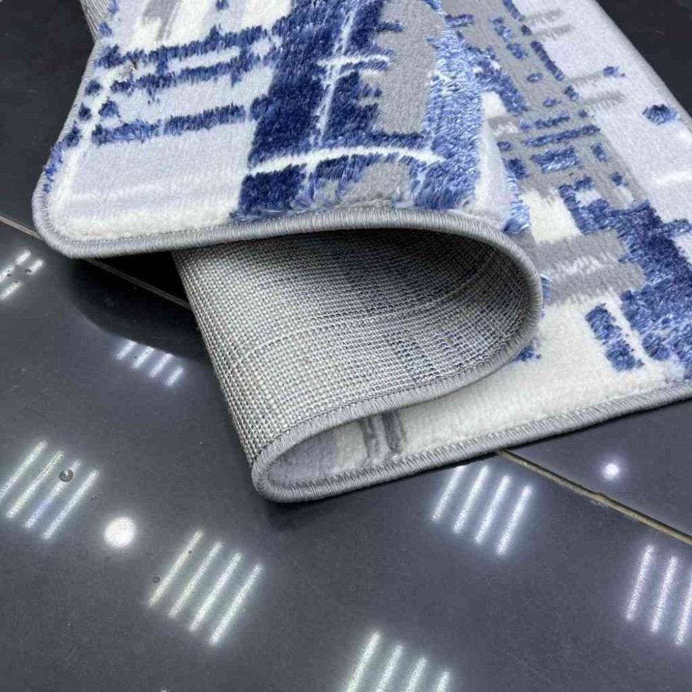 موكيت ستايل 5 نقشه DN07A تركي تناسب جميع الفرف لون رصاصي و سماوي