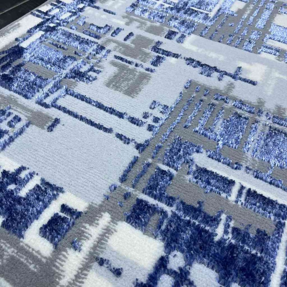 موكيت ستايل 5 نقشه DN07A تركي تناسب جميع الفرف لون رصاصي و سماوي