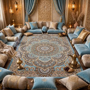 سجاد الواحة تركي H5307C سماوي مقاس 250*350