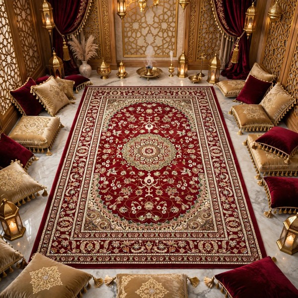 سجاد الواحة تركي H3650B احمر غامق مقاس 80*150
