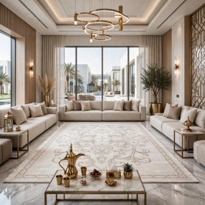 سجاد لائك نقش فرنسي تركي 9771B بيج كريم مقاس 80*150