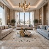 سجاد لائك نقش فرنسي تركي 9771B سماوي بيج مقاس 300*400