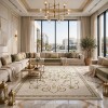 سجاد لائك نقش فرنسي تركي 9771B اخضر بيج مقاس 150*220