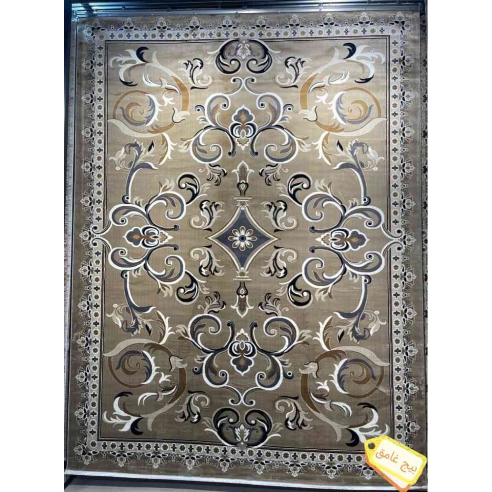 سجاد تركي سما نقش فرنسي لون بيج غامق مقاس 100*500