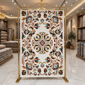 سجاد رمادا نقش كوري تركي A336A كريم مقاس 50*80