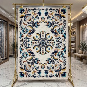 سجاد رمادا نقش كوري تركي A336A كحلي مقاس 150*220