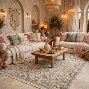 سجاد سوبر بوهيمي تركي A213A كريم مقاس 200*300