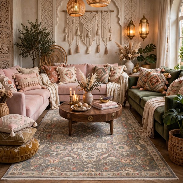 سجاد سوبر بوهيمي تركي A213A رصاصي مقاس 250*350
