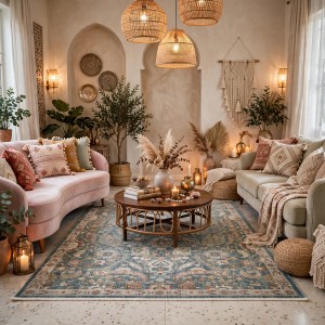 سجاد سوبر بوهيمي تركي A213A سماوي فاتح مقاس 250*350