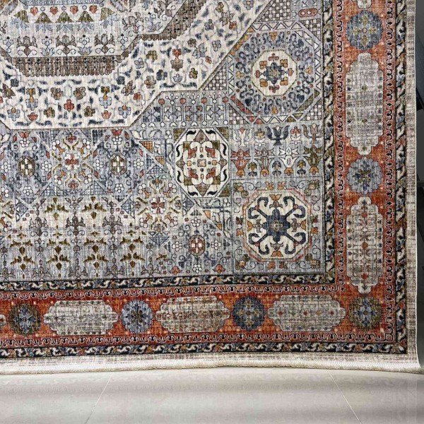 سجاد فيرونا بوهيمي تركي KO61A بيج برتقالي مقاس 50*80