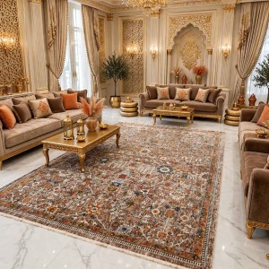 سجاد فيرونا بوهيمي تركي KP79A بيج غامق برتقالي مقاس 50*80