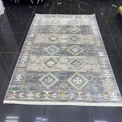 سجاد بوهيمي تركي فينتج B0024C لون رصاصي بيج مقاس 100*300