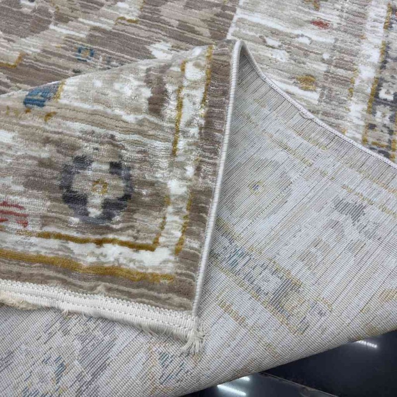 سجاد بوهيمي تركي فينتج B0023C لون بيج ابيض مقاس 50*80