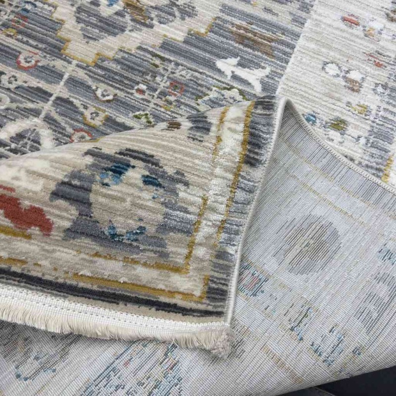 سجاد بوهيمي تركي فينتج B0023C لون رصاصي بيج مقاس 300*400