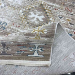 سجاد بوهيمي تركي فينتج B0024C لون بني بيج مقاس 100*300