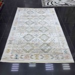سجاد بوهيمي تركي فينتج B0024C لون ابيض بيج مقاس 150*230
