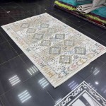 سجاد بوهيمي تركي فينتج B0024C لون ابيض بيج مقاس 150*230