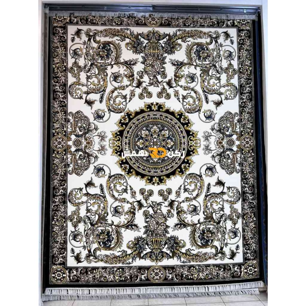 سجاد تركي طوكيو نقش ايراني B061B لون اسود مقاس 400*600