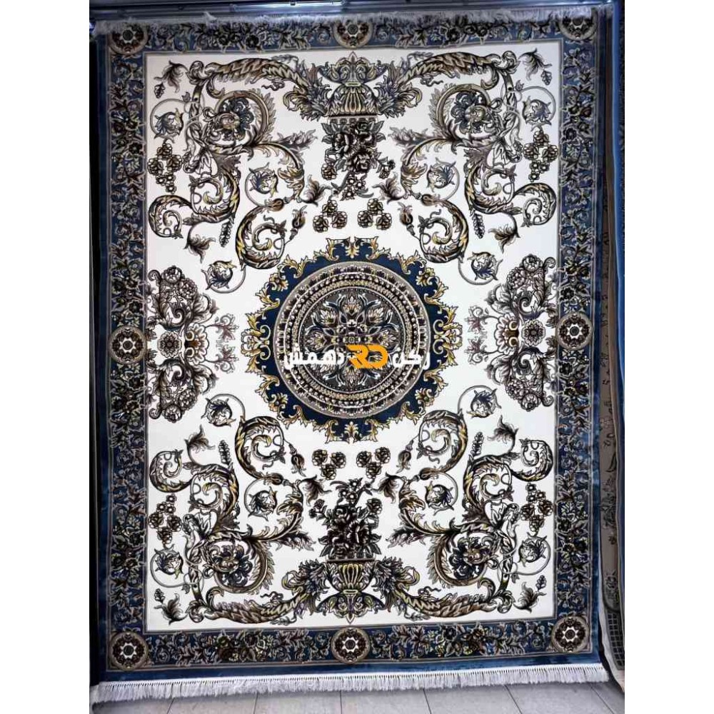 سجاد تركي طوكيو نقش ايراني B061B لون سماوي مقاس 300*500