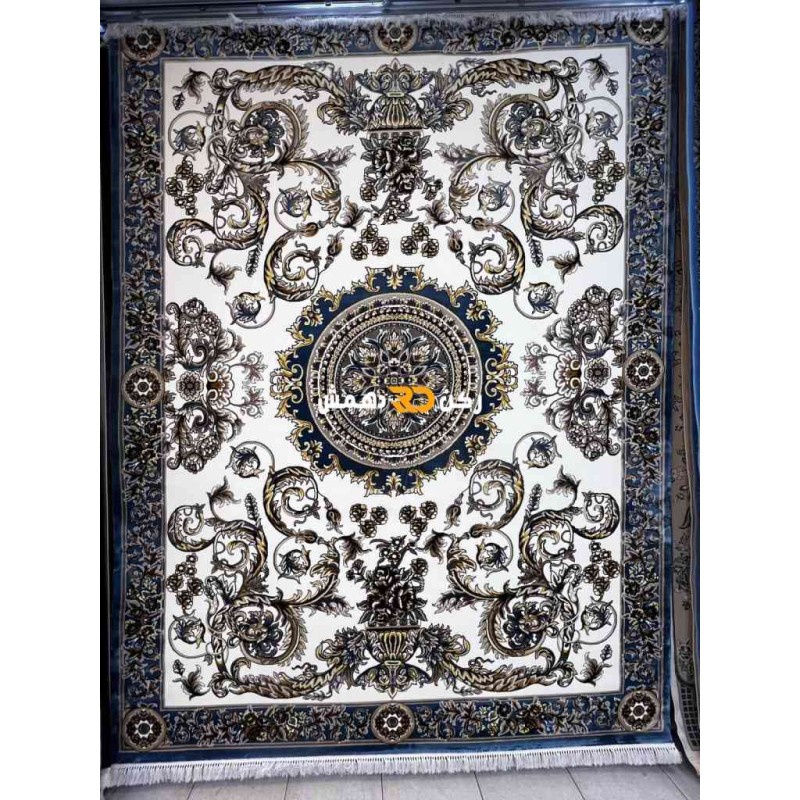 سجاد تركي طوكيو نقش ايراني B061B لون سماوي مقاس 50*80