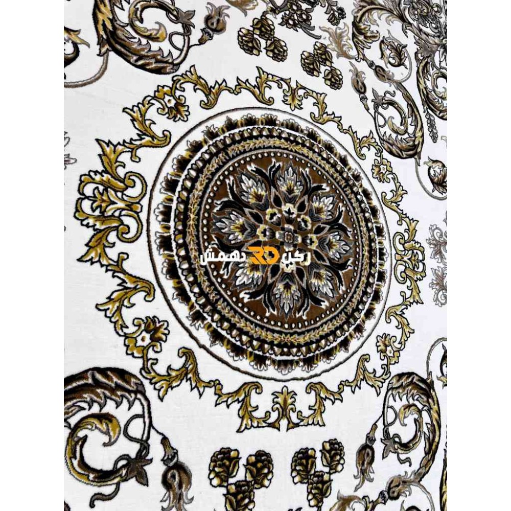 سجاد تركي طوكيو نقش ايراني B061B لون ابيض دائري مقاس 300*300