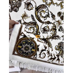 سجاد تركي طوكيو نقش ايراني B061B لون ابيض دائري مقاس 300*300