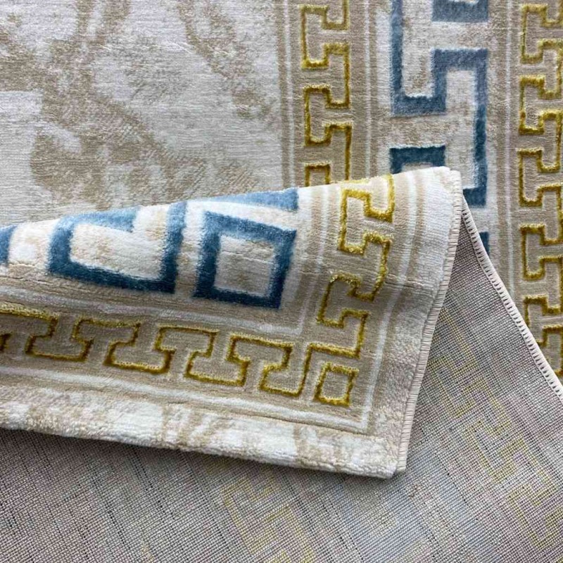 سجاد غاده E628C بيج ازرق مقاس 100*200