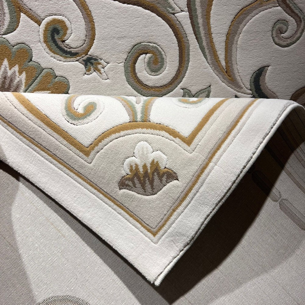 سجاد تركي ارجوان G0783B ابيض ذهبي مقاس 100*200