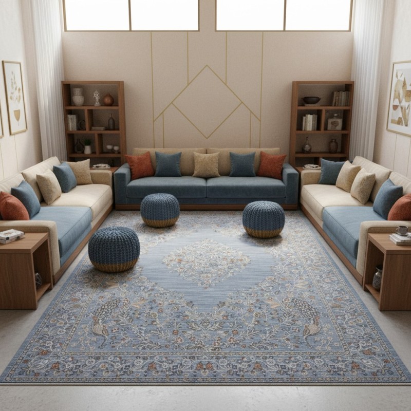 سجاد بوهيمي تركي اثينا 40210A سماوي مقاس 300*400