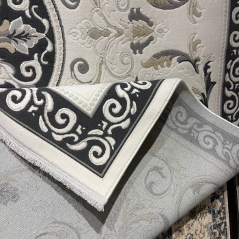سجاد تركي نقش فرنسي بارون 41162A كريم اسود مقاس 80*150