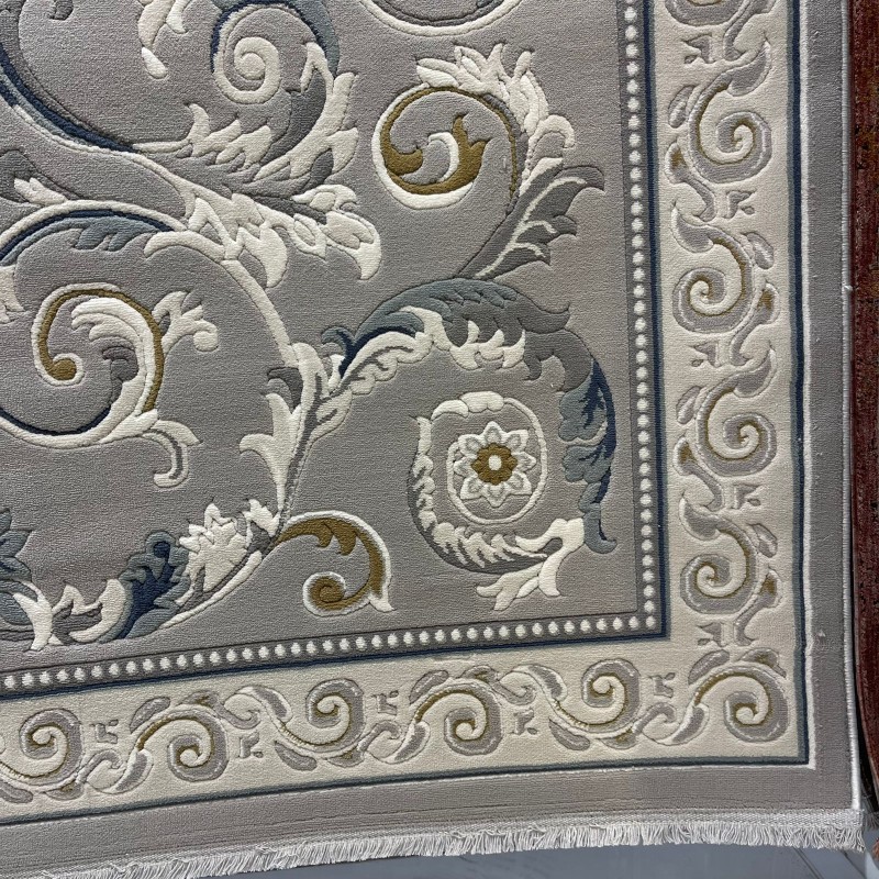 سجاد تركي نقش فرنسي بارون 41162A رصاصي سماوي مقاس 80*150
