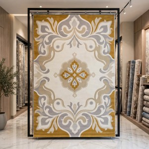 سجاد الهبه تصميم كوري تركي براغ HU12A كريم ذهبي مقاس 250*350
