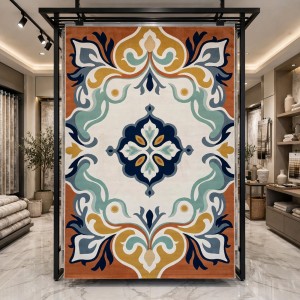 سجاد الهبه تصميم كوري تركي براغ HU12A كريم كحلي مقاس 250*350