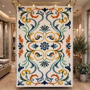 سجاد تركي فاخر بوسان HU08A تصميم كوري كريم كحلي مقاس 150*220 سم