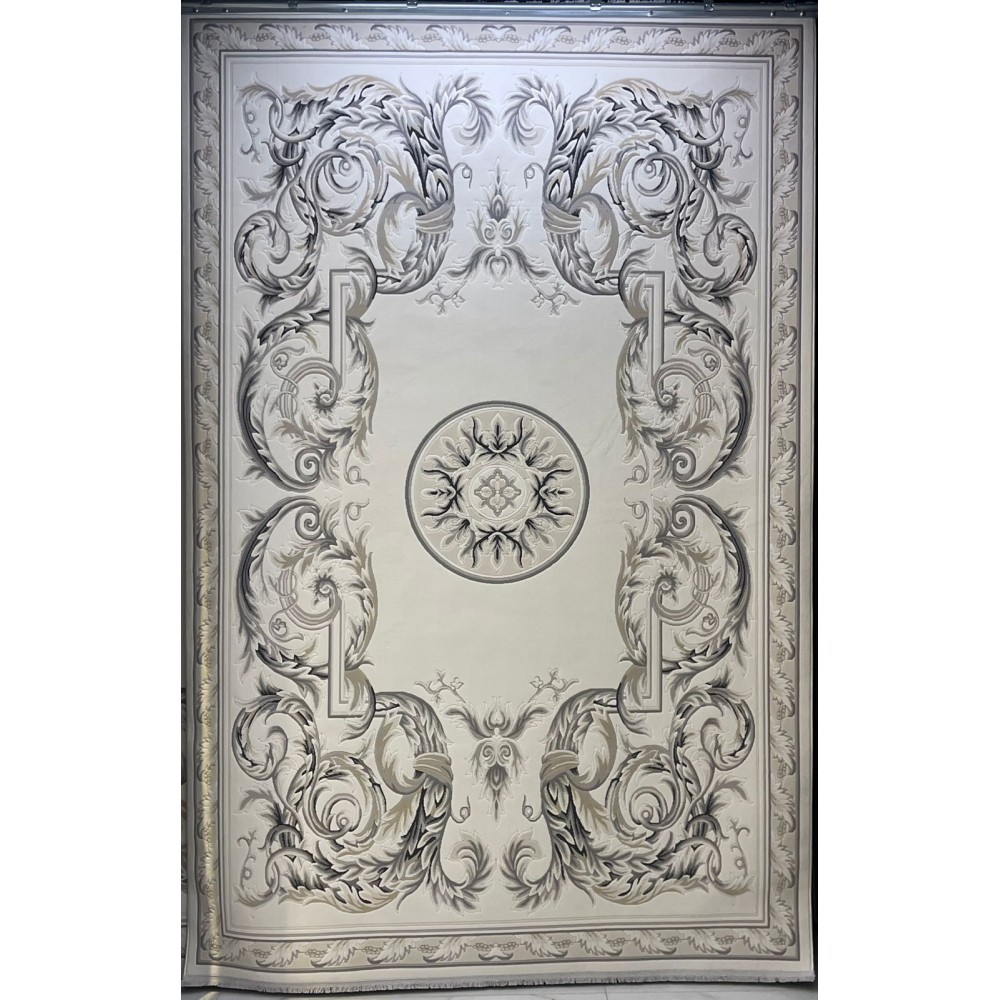 سجاد القصور تركي كراون نقش فرنسي تركي 41170A كريم اسود مقاس 80*150