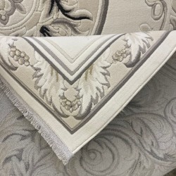 سجاد القصور تركي كراون نقش فرنسي تركي 41170A كريم اسود مقاس 80*150