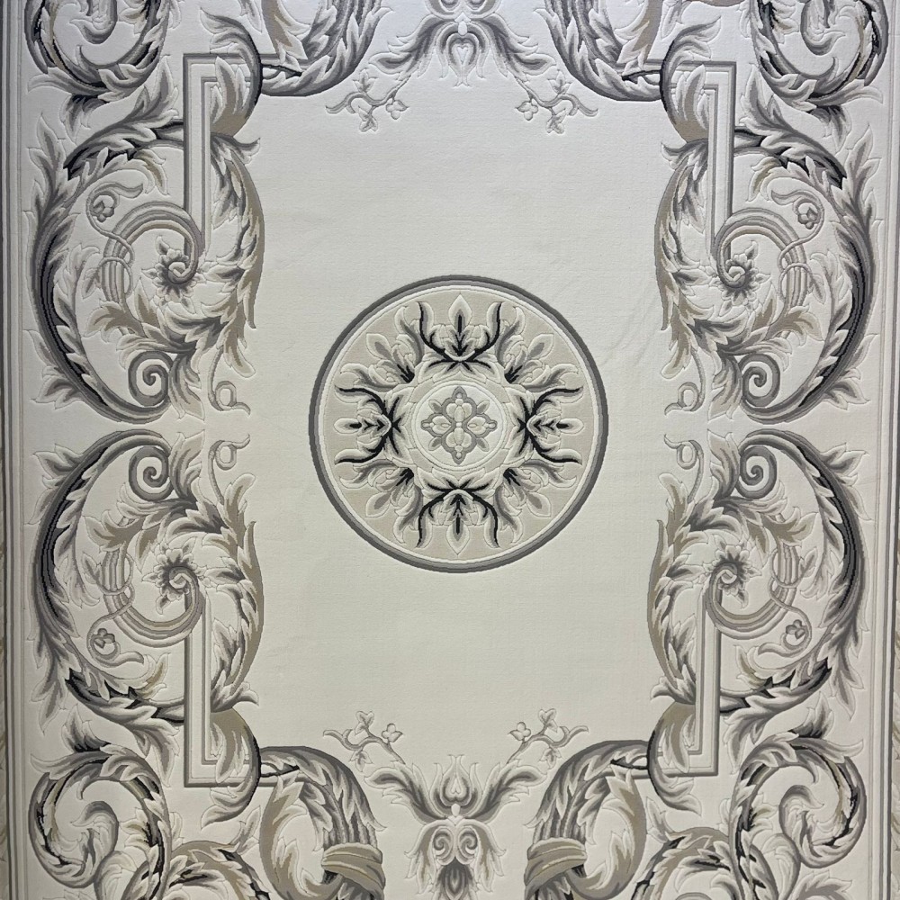 سجاد القصور تركي كراون نقش فرنسي تركي 41170A كريم اسود مقاس 80*150