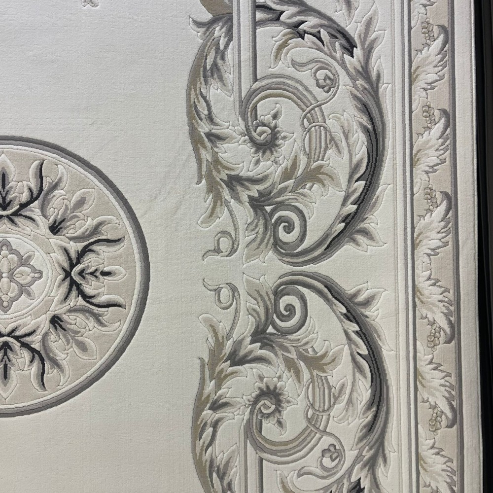 سجاد القصور تركي كراون نقش فرنسي تركي 41170A كريم اسود مقاس 80*150