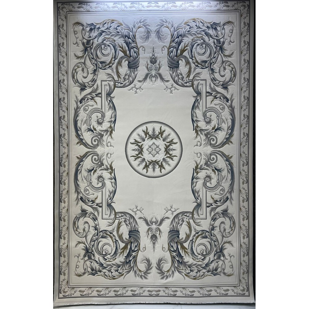 سجاد القصور تركي كراون نقش فرنسي تركي 41170A كريم سماوي مقاس 400*500