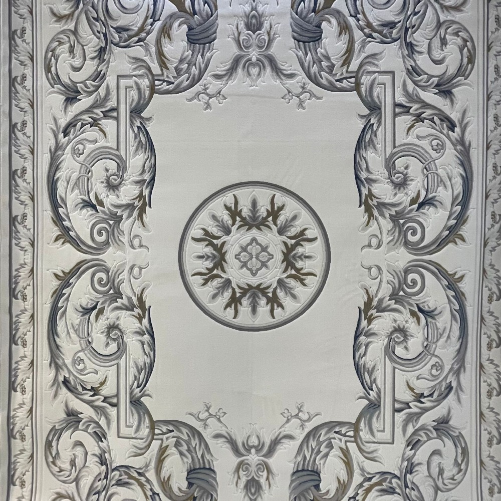 سجاد القصور تركي كراون نقش فرنسي تركي 41170A كريم سماوي مقاس 400*500