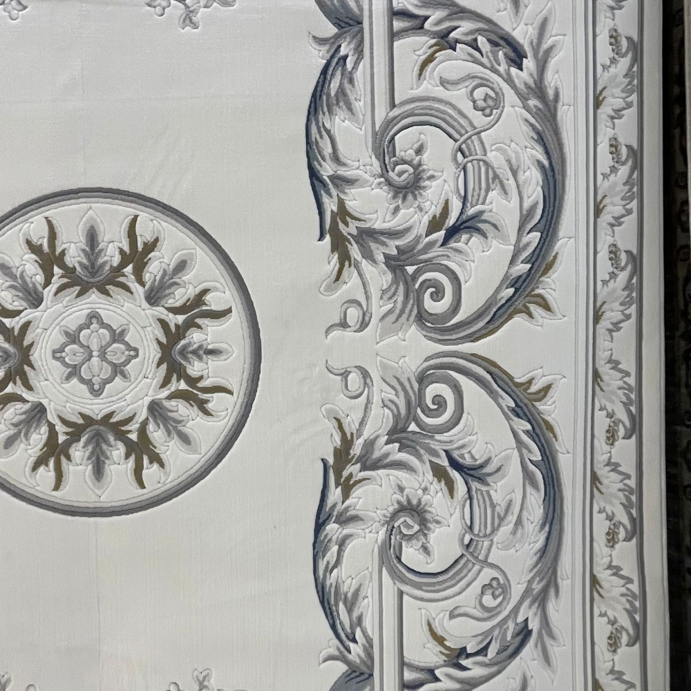 سجاد القصور تركي كراون نقش فرنسي تركي 41170A كريم سماوي مقاس 400*500