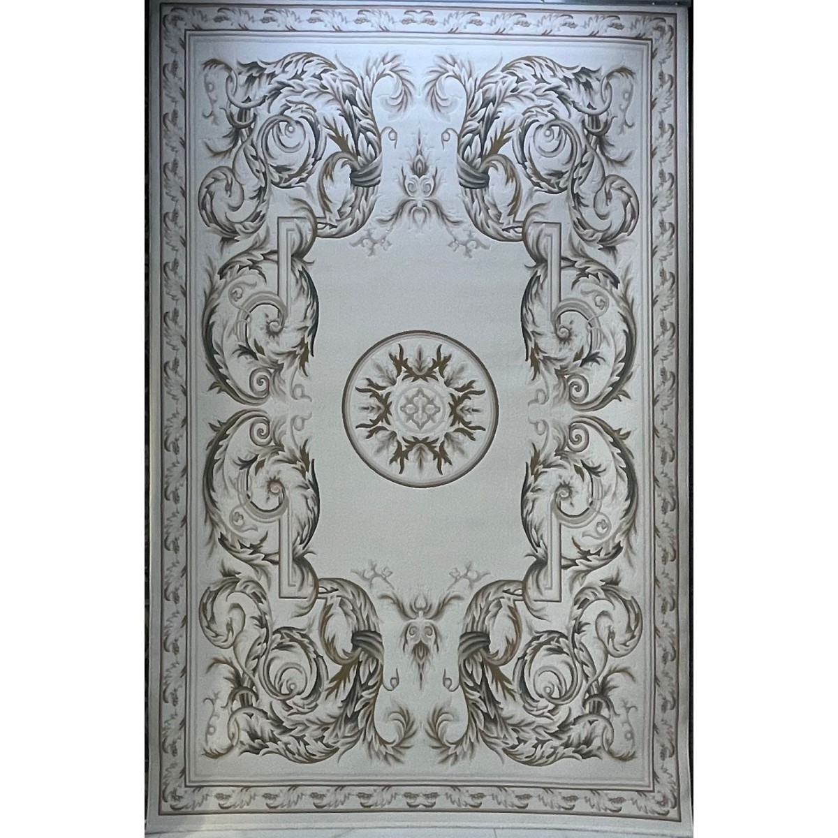 سجاد القصور تركي كراون نقش فرنسي تركي 41170A كريم اخضر مقاس  200*300