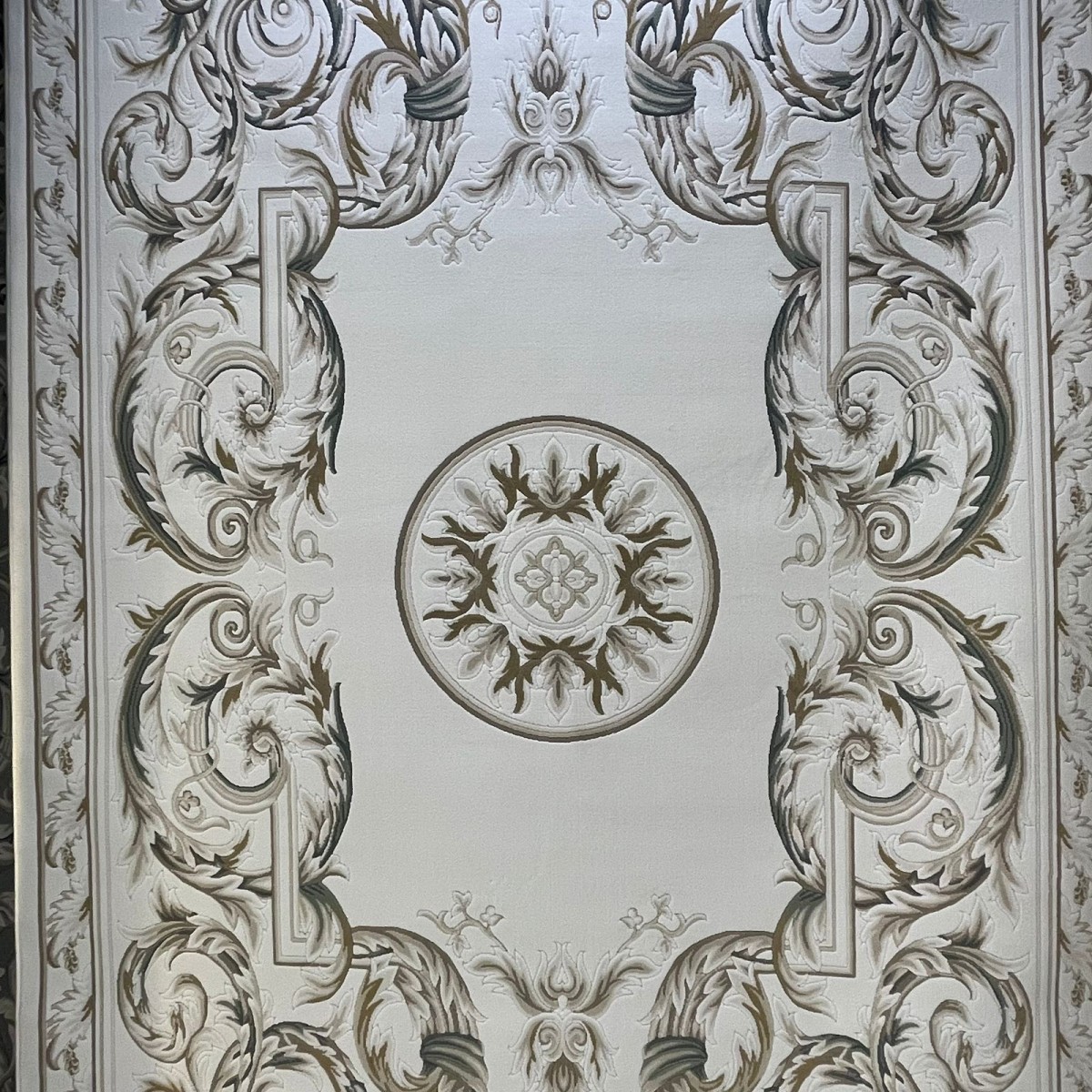 سجاد القصور تركي كراون نقش فرنسي تركي 41170A كريم اخضر مقاس  200*300