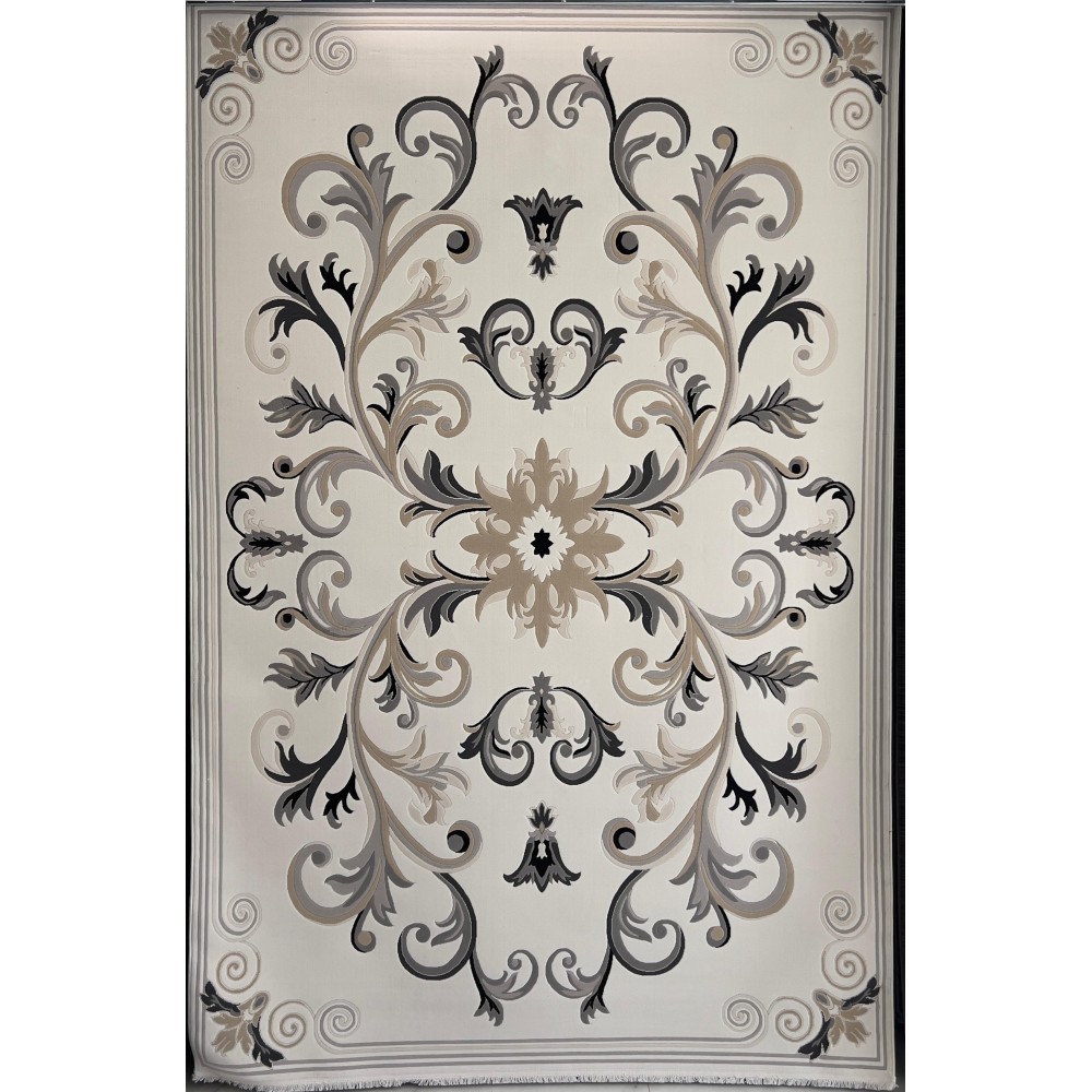 سجاد تركي ايفل 41180A كريم اسود مقاس 80*150