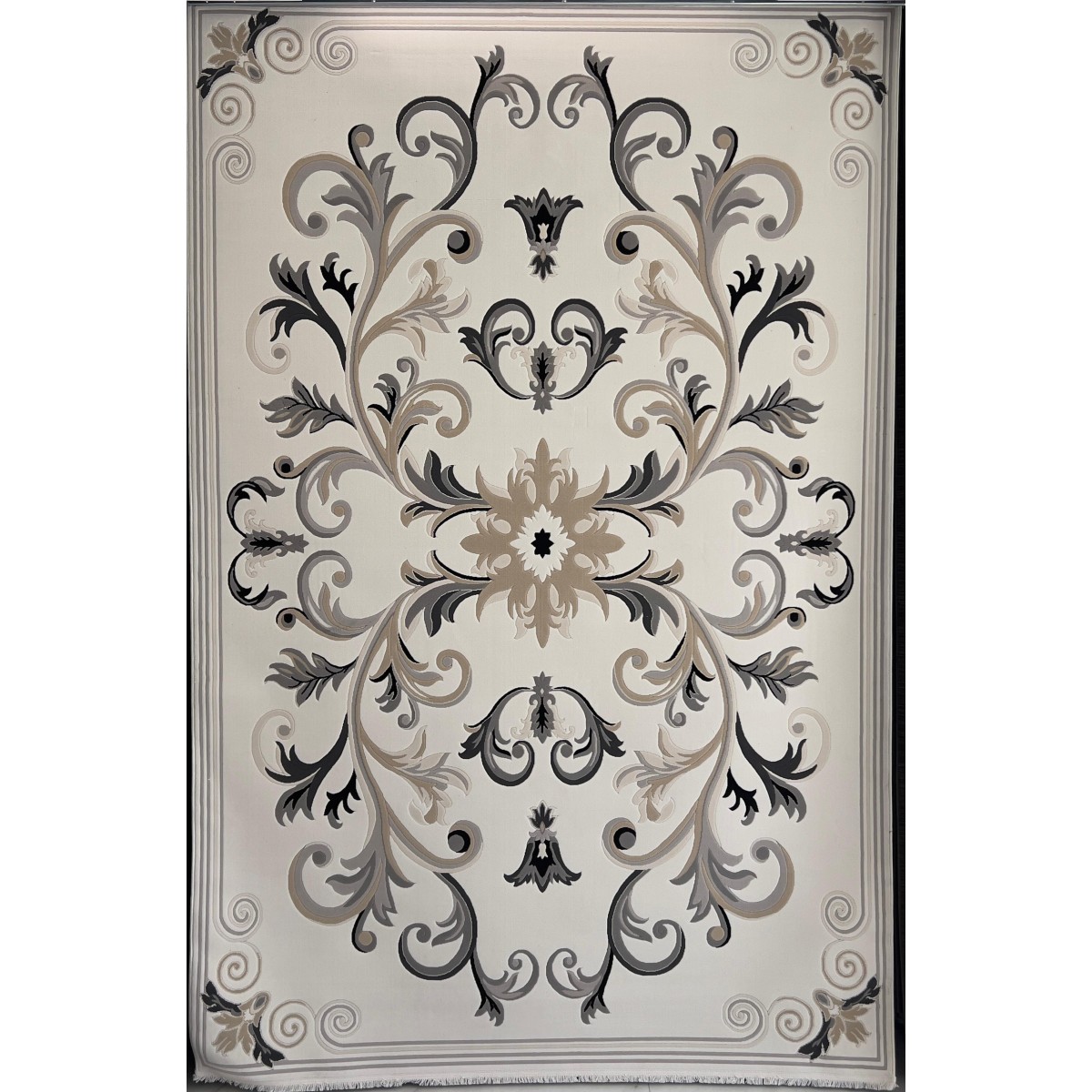 سجاد تركي ايفل 41180A كريم اسود مقاس 50*80