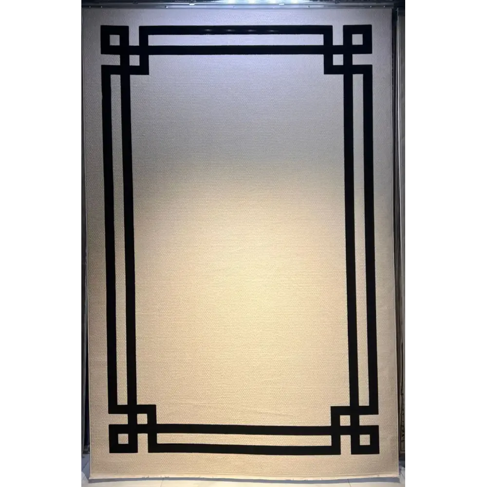 سجاد تركي اطار برواز فريم F494A كريم اسود مقاس 150*220